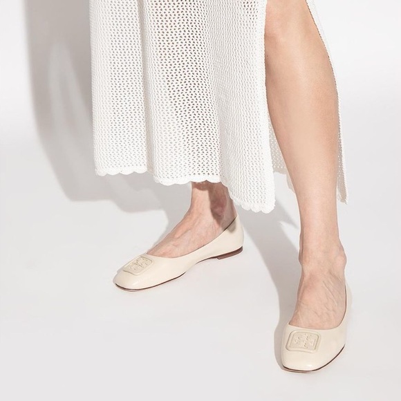 ⭐️ NEW ⭐️ Tory Burch Georgia Brie Wrinkle Leather Ballet Flats 8m - Picture 2 of 7